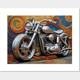 Metal Artistic Motorcycle - Van Gogh Style Posters and Art